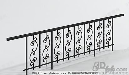 3D栏杆模型的铁艺构件 雕琢空间的诗与魂