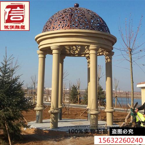 grc欧式凉亭构件厂家仿真石漆公园小区户外园林景观亭铁艺